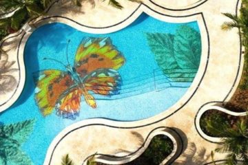 Handmade pool mosaic artwork
