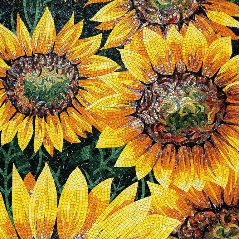 Handmade Mosaic Design of sunflowers by Mosaics Lab