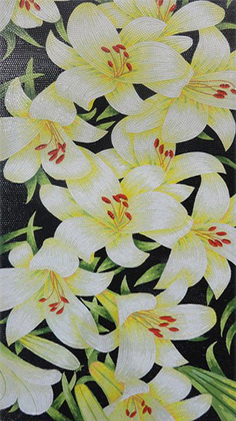 Mosaic lilies, Flower Mosaic Designs, Flower Mosaic Murals