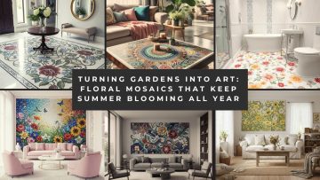 Floral Mosaic Mural, Flower Mosaic Art, Flower Mosaic Wall Art