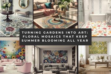 Floral Mosaic Mural, Flower Mosaic Art, Flower Mosaic Wall Art