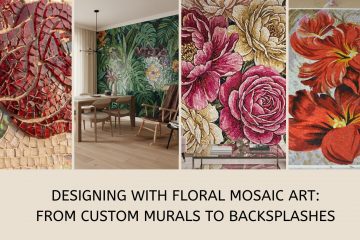 Floral Mosaic Art, Custom Mosaic Art, Mosaic Backsplash, Bathroom Shower Wall