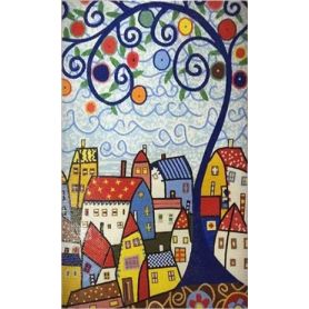 In The Village Landscape Mosaic Mural