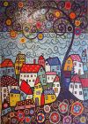 Tree In The Village Landscape Mosaic Mural