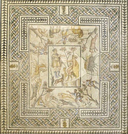 Roman Hunt Mosaic Tapestry