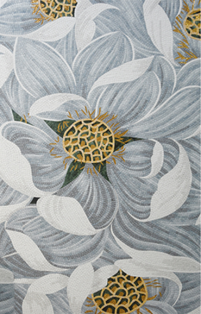 Alabaster Blooms Mosaic Backsplash