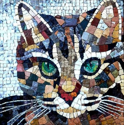 Colorful Cat Face Mosaic Wall Art